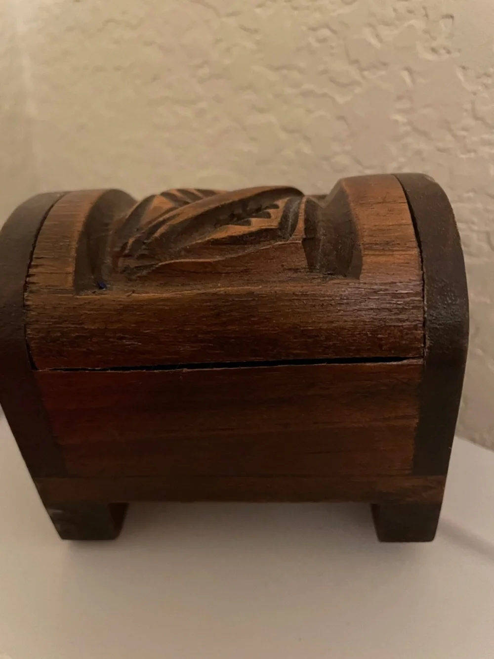Vintage Small Hand-Carved Wooden Trinket Box - Brown from HONDURAS